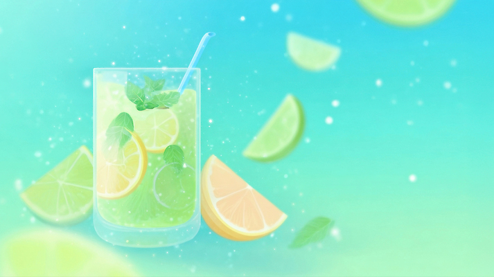 JPG 음료 컬러 조각 과일 일러스트 자연 디저트 컵 여름 거품 맛 시원함 레몬 레모네이드 민트 상쾌 상큼 소다 국내일러스트 AI일러스트 AI콘텐츠 식기 계절 감정 음식 컨셉 허브 생태계 에이드 파일형식