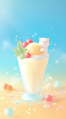 JPG 디자인 음료 음식 백그라운드 과일 일러스트 하늘 아이스크림 디저트 컵 여름 곰인형 체리 달콤 시원함 즐거움 부드러움 화사함 애니메이션 색감 국내일러스트 AI일러스트 AI콘텐츠 식기 계절 감정 인형 컨셉 감각 맛 파일형식