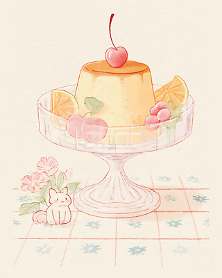 JPG 꽃 과일 일러스트 식탁 디저트 수박 장식 여름 갈색 고양이 체리 분위기 달콤 맛 크림 준비 부드러움 푸딩 색감 국내일러스트 AI일러스트 AI콘텐츠 식물 계절 음식 컬러 컨셉 포유류 탁자 반려동물 감각 파일형식