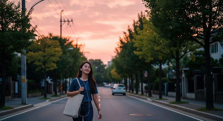 JPG 나무 편집이미지 여자 도로 하늘 거리 주택 풍경 일상 걷기 노을 고요 도시 차 저녁 편안함 의료성형뷰티 편집실사 AI인물포토 AI콘텐츠 자연요소 식물 길 음료 교통시설 모션 사람 건물 라이프 감각 야간 CG 파일형식 AI포토
