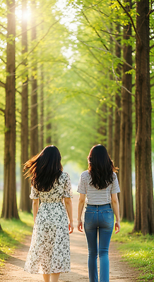 JPG 나무 편집이미지 공원 여자 행복 길 자연 이야기 풍경 초록색 여름 친구 햇빛 산책 숲 순간 의료성형뷰티 편집실사 AI인물포토 AI콘텐츠 식물 계절 공공시설 감정 컬러 관계 휴식 사람 태양 CG 생태계 파일형식 AI포토