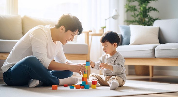 JPG 편집이미지 어린이 거실 가족 놀이 주택 사랑 웃음 햇빛 쌓기 블록 시간 아빠 놀이기구 오후 의료성형뷰티 편집실사 AI인물포토 AI콘텐츠 감정 관계 모션 표정 사람 건물 태양 CG 파일형식 AI포토