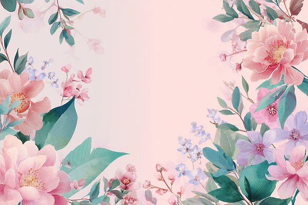 JPG 식물 디자인 꽃 예술 분홍색 컬러 꽃다발 백그라운드 일러스트 자연 수채화 장식 여름 장미 봄 분위기 화사함 뷰티풀 국내일러스트 AI일러스트 AI콘텐츠 계절 컨셉 생태계 파일형식