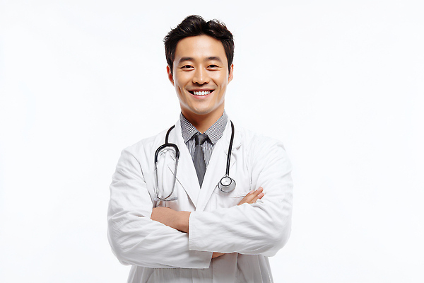 JPG 편집이미지 남자 의학 건강 병원 웃음 치료 믿음 진료 환자 의사 코트 전문직 의료성형뷰티 편집실사 AI인물포토 AI콘텐츠 직업 감정 표정 사람 외투 의료진 CG 파일형식 AI포토