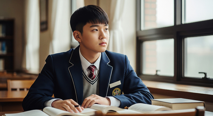 JPG 편집이미지 학생 교육 남학생 창문 탁자 책 학습 환경 교양 도서관 집중 오후 의료성형뷰티 편집실사 AI인물포토 AI콘텐츠 남자 가구 컨셉 CG 파일형식 AI포토