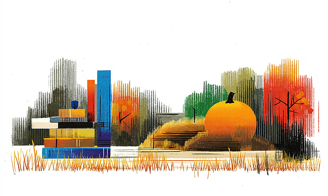 JPG 나무 감정 예술 컬러 일러스트 공 자연 따뜻함 풍경 책 햇빛 노란색 평화 정원 공간 가을 숲 조화 창의력 국내일러스트 AI일러스트 AI콘텐츠 식물 계절 컨셉 태양 생태계 파일형식