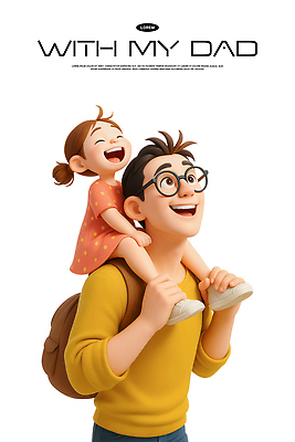 PSD 편집이미지 딸 행복 어린이 가족 관계 놀이 사랑 웃음 일상 3D 귀여움 시간 아빠 즐거움 외출 유대감 편집3D 감정 컨셉 표정 사람 라이프 디지털합성 파일형식