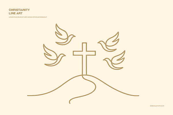 디자인 기념일 기독교 종교 예술 상징 십자가 일러스트 자연 사랑 이벤트 평화 믿음 희망 언덕 그림 비둘기 영감 창의성 국내일러스트 AI파일 감정 컨셉 조류 생태계 파일형식 벡터