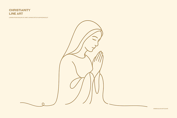 여자 기독교 종교 선 일러스트 고개숙이기 평화 기도 마음 신도 그림 예배 손모으기 국내일러스트 AI파일 컨셉 숙이기 사람 손짓 파일형식 벡터