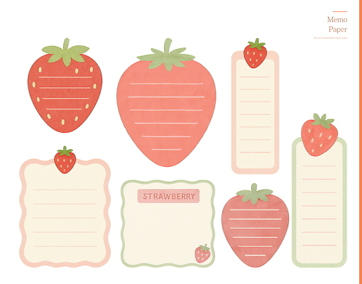 PSD 디자인 컬러 패턴 일러스트 딸기 문구용품 장식 세트 사무용품 공책 기록 메모지 문서 정리 편리함 꾸미기 뷰티풀 스타일 국내일러스트 컨셉 무늬 과일 오브젝트 파일형식