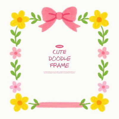 PSD 디자인 꽃 감정 리본 예술 컬러 백그라운드 일러스트 색연필 프레임 장식 귀여움 낙서 오브젝트 그림 장면 창의력 국내일러스트 식물 컨셉 학용품 파일형식