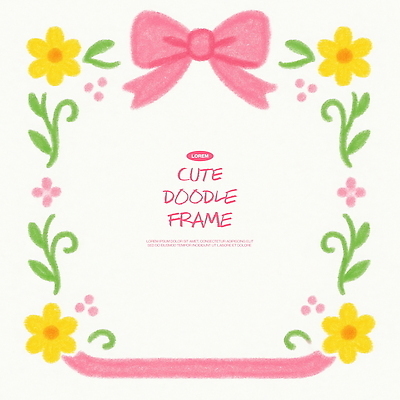 PSD 디자인 꽃 리본 예술 컬러 백그라운드 일러스트 색연필 프레임 그래픽 장식 귀여움 심플 손그림 드로잉 뷰티풀 창의성 국내일러스트 식물 컨셉 학용품 미술 파일형식