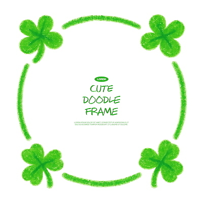 PSD 손글씨 디자인 종이 예술 백그라운드 일러스트 도안 프레임 대화 그래픽 장식 초록색 귀여움 공책 공간 클로버 스케치 꾸미기 색감 창작 아기자기 국내일러스트 컬러 컨셉 문구용품 말하기 미술 파일형식