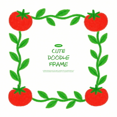 PSD 식물 디자인 선 컬러 토마토 일러스트 프레임 장식 귀여움 표현 오브젝트 그림 손그림 드로잉 채색 창의성 국내일러스트 컨셉 채소 미술 파일형식