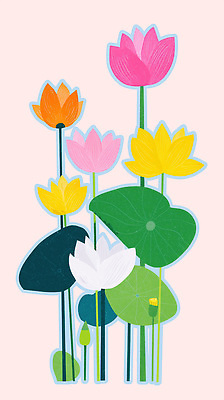 모양 PSD 식물 꽃 분홍색 컬러 백그라운드 잎 일러스트 자연 연꽃 풍경 장식 여름 정원 봄 연습 연잎 조화 뷰티풀 국내일러스트 계절 생태계 파일형식