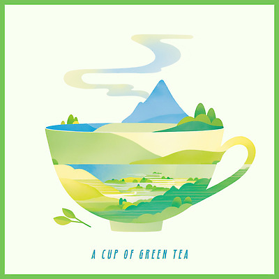 PSD 식물 디자인 음료 예술 일러스트 자연 산 풍경 평화 차 편안함 녹차 언덕 조화 뷰티풀 색감 차밭 국내일러스트 컨셉 밭 차_음료 감각 생태계 파일형식