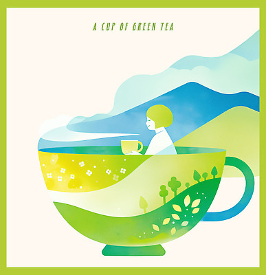PSD 식물 디자인 음료 예술 컬러 일러스트 자연 하늘 산 건강 풍경 소녀 컵 평화 마시기 차 녹차 국내일러스트 식기 여자 어린이 컨셉 모션 차_음료 생태계 파일형식