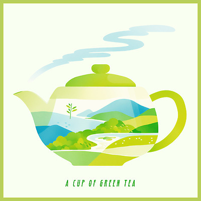 PSD 전통 디자인 예술 음식 컬러 일러스트 자연 주전자 산 풍경 강 평화 수증기 편안함 녹차 그림 심플 조화 국내일러스트 컨셉 주방용품 차_음료 감각 생태계 파일형식