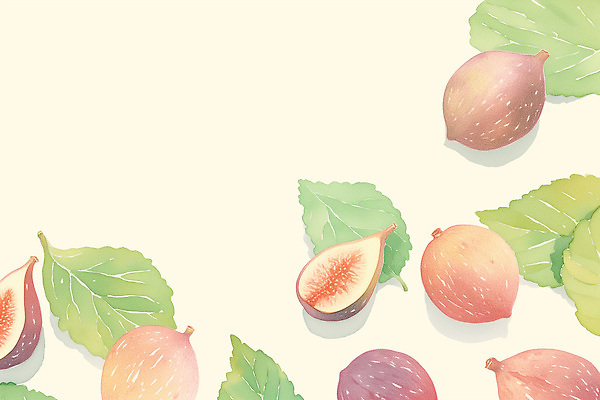 PSD 컬러 백그라운드 잎 과일 일러스트 자연 디저트 건강 여름 신선 맛 배열 오브젝트 질감 비타민 조화 무화과 색감 국내일러스트 식물 계절 음식 컨셉 생태계 영양소 파일형식