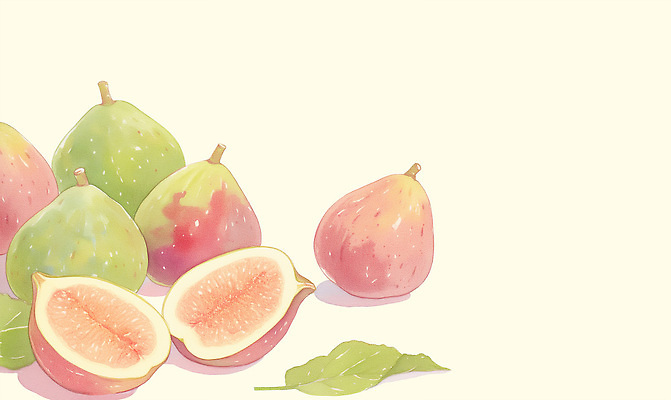 PSD 과일 일러스트 자연 탁자 나뭇잎 디저트 건강 여름 정원 식사 신선 맛 장면 비타민 무화과 과일샐러드 색감 생동감 국내일러스트 계절 음식 가구 컨셉 잎 샐러드 생태계 영양소 파일형식