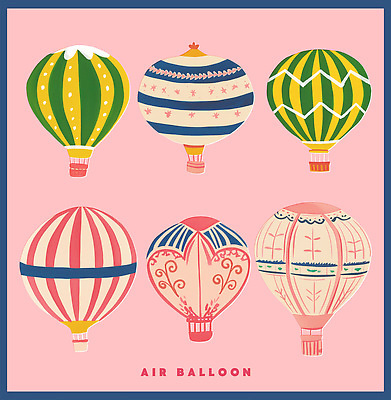 PSD 예술 분홍색 컬러 패턴 일러스트 풍경 공중 그래픽 장식 귀여움 열기구 비행 구출 즐거움 기하학 색감 창의성 창작 경관 국내일러스트 감정 컨셉 무늬 항공교통 도움 파일형식