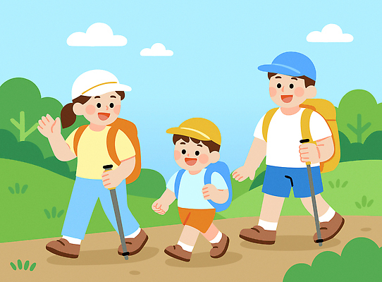 길 어린이 여행 일러스트 가족 모션 자연 산 웃음 풍경 야외 초록색 부모 운동 햇빛 산책 하이킹 탐험 도전 즐거움 국내일러스트 AI파일 감정 컬러 관계 레저 휴식 표정 건강 사람 태양 생태계 파일형식 벡터