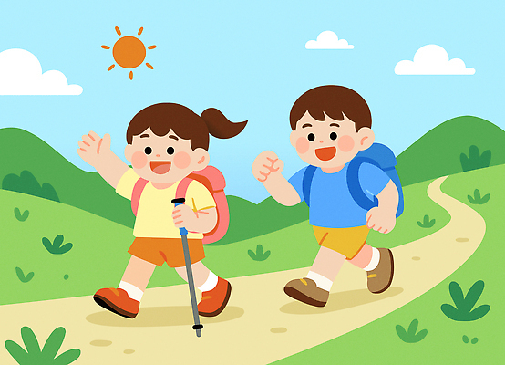 여행 일러스트 배낭 모션 자연 산 웃음 풍경 초원 야외 친구 운동 햇빛 걷기 하이킹 도전 즐거움 동산 산길 국내일러스트 AI파일 감정 길 가방 관계 레저 표정 건강 태양 생태계 파일형식 벡터