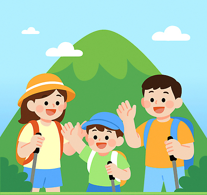 모자 여행 일러스트 가족 모션 자연 산 함께함 건강 웃음 풍경 야외 여름 운동 산책 등산 하이킹 장비 탐험 즐거움 국내일러스트 AI파일 잡화 계절 감정 컨셉 관계 레저 휴식 표정 트래킹 생태계 파일형식 벡터