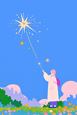 JPG 구름 행복 별 컬러 일러스트 상상 자연 지팡이 동화 창조 풍경 소녀 햇빛 꿈 유성 신비 마법 마법지팡이 뷰티풀 환상 국내일러스트 AI일러스트 AI콘텐츠 자연요소 여자 감정 어린이 컨셉 태양 생태계 파일형식