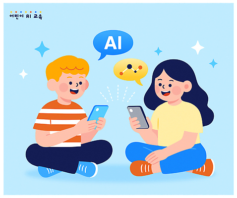 교육 어린이 일러스트 모션 기술 대화 웃음 친구 스마트폰 학습 디지털 정보 표현 즐거움 소통 혁명 상호작용 AI_인공지능 국내일러스트 AI파일 감정 컨셉 관계 표정 말하기 사람 핸드폰 스마트기기 파일형식 벡터