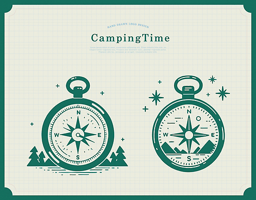기호 디자인 문화 여행 일러스트 모션 자연 산 취미 야외 그래픽 캠핑 탐험 도전 시간 숲 나침반 방향 심플 창의성 국내일러스트 AI파일 문자 레저 생태계 파일형식 벡터