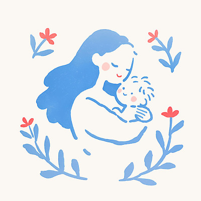 PSD 디자인 꽃 행복 감정 예술 일러스트 가족 관계 포옹 자연 엄마 따뜻함 사랑 미소 표현 아기 모성애 순간 정 국내일러스트 식물 안기 표정 사람 생태계 파일형식