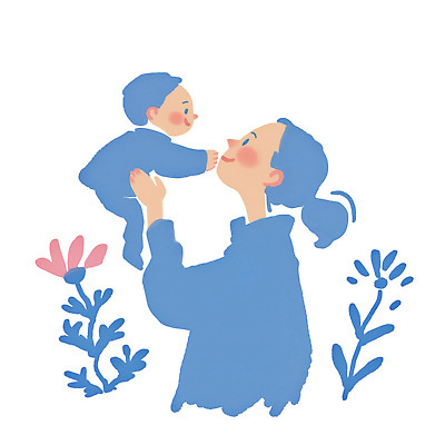 PSD 꽃 행복 얼굴 어린이 일러스트 가족 안기 포옹 엄마 따뜻함 사랑 미소 귀여움 기쁨 표현 아기 장면 국내일러스트 식물 감정 컨셉 관계 모션 표정 사람 신체부위 파일형식