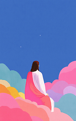 JPG 구름 감정 종교 예술 컬러 하늘색 생각 일러스트 상상 하늘 풍경 평화 고요 꿈 예수 그림 뷰티풀 영감 경관 국내일러스트 AI일러스트 AI콘텐츠 자연요소 컨셉 파란색 신_종교 파일형식