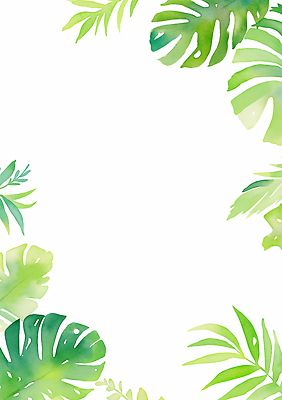 JPG 식물 디자인 예술 백그라운드 잎 일러스트 자연 수채화 장식 초록색 연두색 흰색 열대식물 뷰티풀 국내일러스트 AI일러스트 AI콘텐츠 컬러 생태계 파일형식