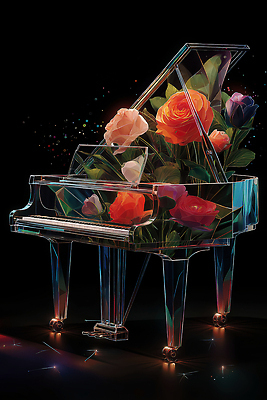 JPG 편집이미지 디자인 예술 음악 백그라운드 조명 컬러풀 장미 정원 감성 조화 뷰티풀 상상력 창의성 편집3D AI컴퓨터그래픽 AI콘텐츠 꽃 컬러 컨셉 문화예술 3D 파일형식