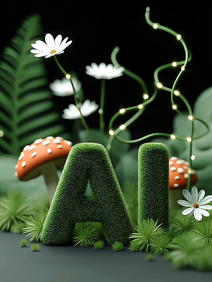 JPG 식물 편집이미지 디자인 예술 자연 조명 초록색 3D 모형 환경 디지털 버섯 풀 AI_인공지능 편집3D AI컴퓨터그래픽 AI콘텐츠 컬러 디지털합성 생태계 파일형식