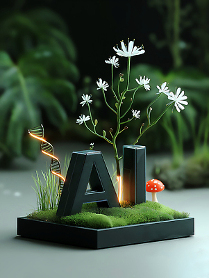 JPG 편집이미지 디자인 꽃 예술 자연 생명 이끼 장식 초록색 3D 오브젝트 생태계 심플 뷰티풀 창의성 AI_인공지능 편집3D AI컴퓨터그래픽 AI콘텐츠 식물 컬러 디지털합성 파일형식