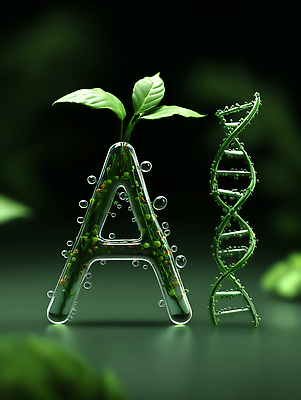 JPG 식물 편집이미지 디자인 예술 자연 기술 그래픽 3D 환경 DNA 생태계 조화 혁명 생명과학 AI_인공지능 편집3D AI컴퓨터그래픽 AI콘텐츠 과학 컨셉 생명공학 디지털합성 파일형식