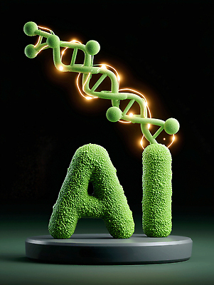JPG 편집이미지 디자인 예술 상징 과학 미래 초록색 조형물 3D DNA 하이테크 혁명 생명과학 AI_인공지능 편집3D AI컴퓨터그래픽 AI콘텐츠 컬러 컨셉 기술 미술 생명공학 디지털합성 파일형식