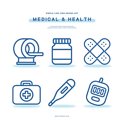 아이콘 디자인 의학 의료기기 건강 약병 온도계 심볼 붕대 응급치료 혈당계 2D아이콘 AI파일 치료 약 의료용품 병_담는 파일형식 벡터