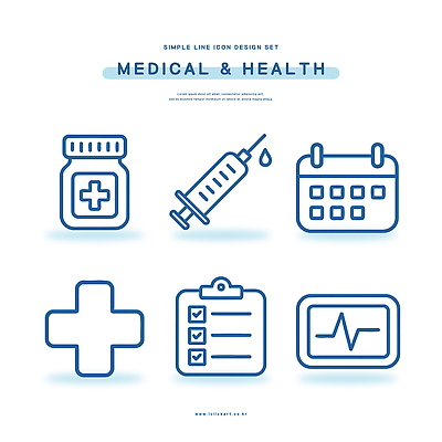 아이콘 디자인 의학 생명 건강 주사기 그래픽 달력 맥박 약병 붕대 설정 체크리스트 2D아이콘 AI파일 의료기기 약 병_담는 파일형식 벡터