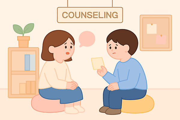 여자 남자 감정 일러스트 이야기 대화 치료 마음 도움 상담원 분석 상담 문제 심리 소통 상담실 조언 지원 국내일러스트 AI파일 컨셉 의학 말하기 사람 사무원 파일형식 벡터