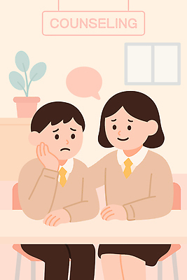 학생 교육 감정 일러스트 학교 친절 대화 일상 친구 믿음 교사 마음 불안 고민 상담 격려 위로 소통 상담실 지원 국내일러스트 AI파일 직업 컨셉 관계 모션 말하기 라이프 파일형식 벡터