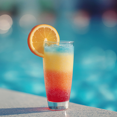 JPG 편집이미지 음료 컬러 오렌지 휴식 디저트 열대 수영장 빨간색 여름 파란색 노란색 시원함 층 갈증해소 편집실사 AI포토 AI콘텐츠 계절 음식 컨셉 과일 CG 해소 파일형식