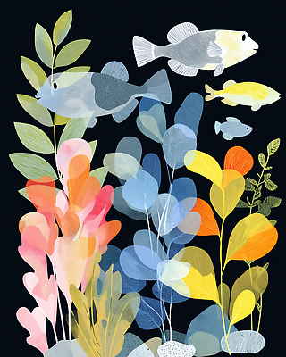 JPG 식물 디자인 예술 바다 컬러 일러스트 자연 어류 수중 해양식물 생태계 뷰티풀 국내일러스트 AI일러스트 AI콘텐츠 수중동물 수중식물 파일형식