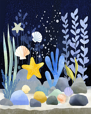 JPG 식물 예술 바다 컬러 백그라운드 일러스트 자연 조개 생물 풍경 해저 수중 해조류 조화 국내일러스트 AI일러스트 AI콘텐츠 어패류 바닷속 해양식물 생태계 파일형식