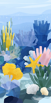 JPG 식물 바다 컬러 일러스트 자연 환경 수중 수중식물 해조류 산호 해산물 국내일러스트 AI일러스트 AI콘텐츠 해양식물 자포동물 생태계 파일형식