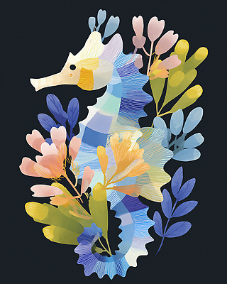 JPG 식물 디자인 꽃 예술 바다 컬러 일러스트 자연 생명 미술 수중동물 해양식물 조화 해마 색채 국내일러스트 AI일러스트 AI콘텐츠 동물 문화예술 바다동물 수중식물 생태계 파일형식