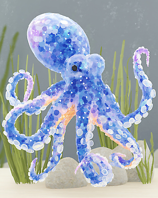 JPG 예술 바다 일러스트 모션 자연 생물 풍경 파란색 수중 수영 수중동물 해조류 문어 팔 색감 국내일러스트 AI일러스트 AI콘텐츠 동물 컬러 연체동물 신체부위 수상스포츠 해양식물 생태계 파일형식